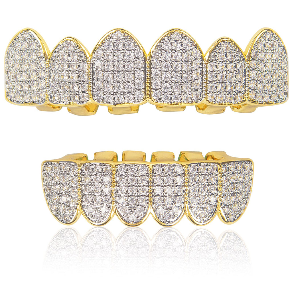 Grillz Dorados con Circonitas · Superior e Inferior
