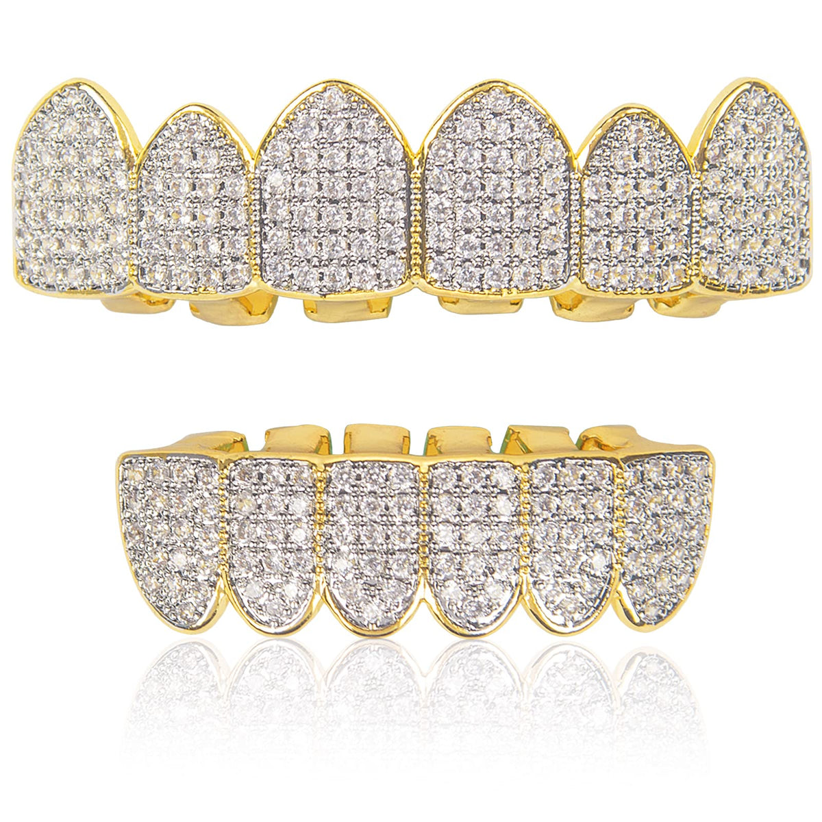Grillz Dorados con Circonitas · Superior e Inferior