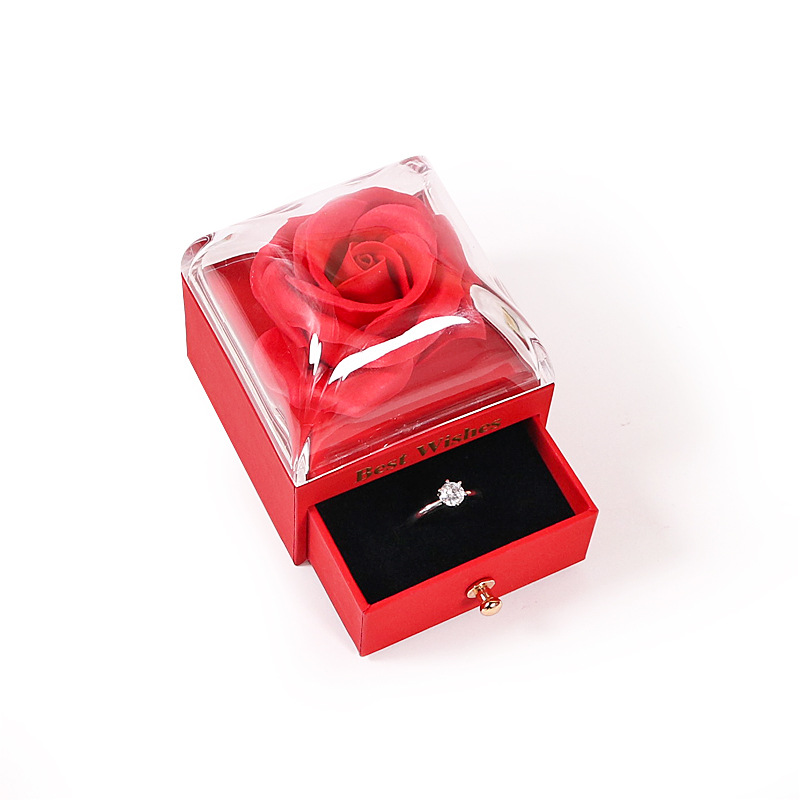 Caja de Regalo con Rosa para Joyas · Con Bolsa