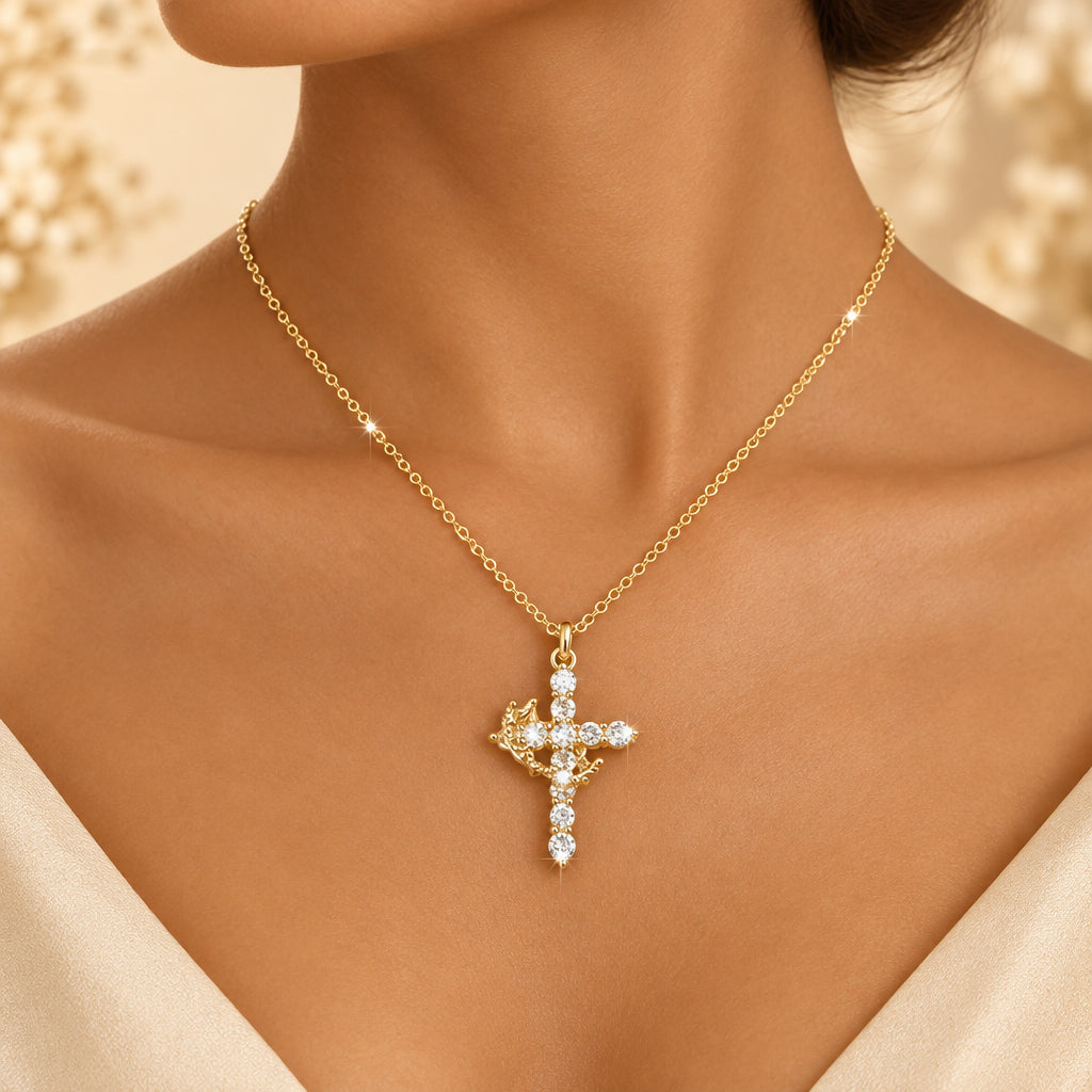 Collar Cruz Bañado en Oro con Circonitas · 4 Diseños