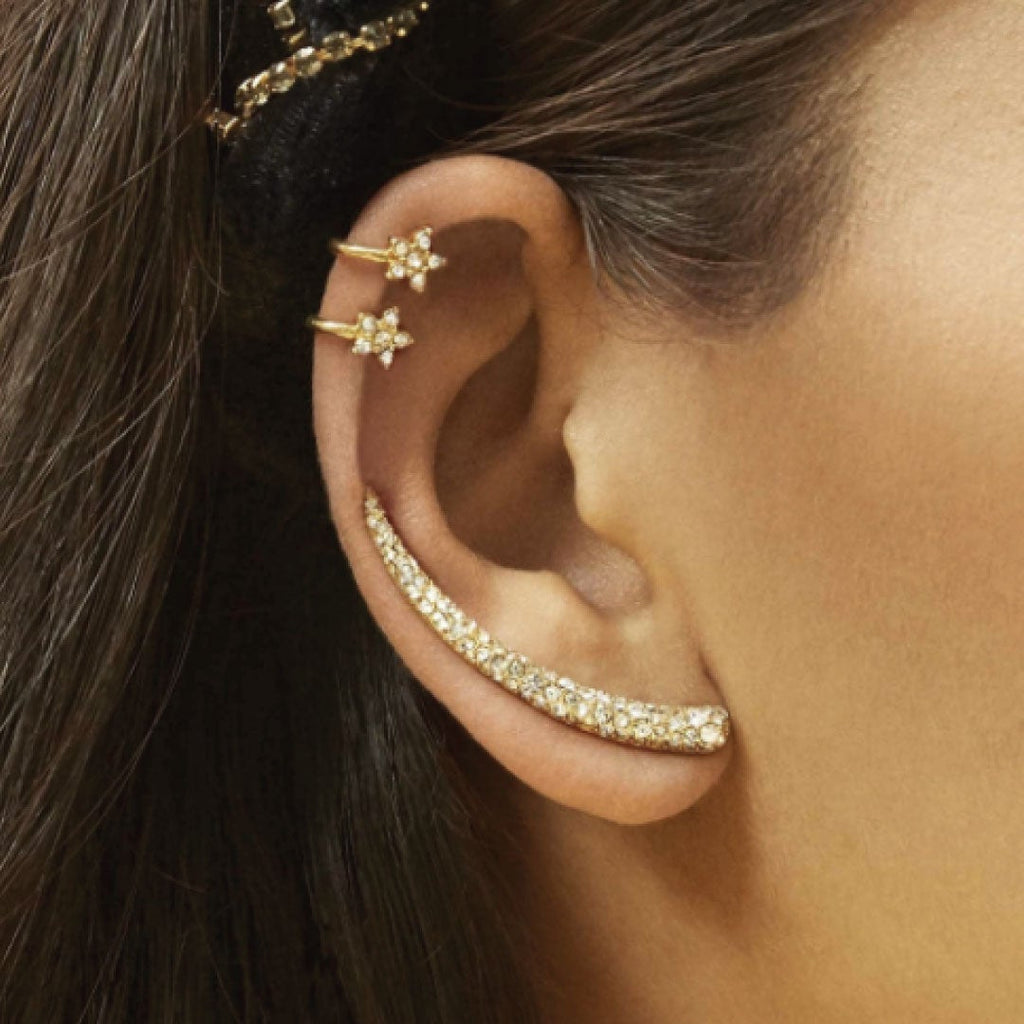 Ear Cuffs Flor con Brillantes · Set de 2