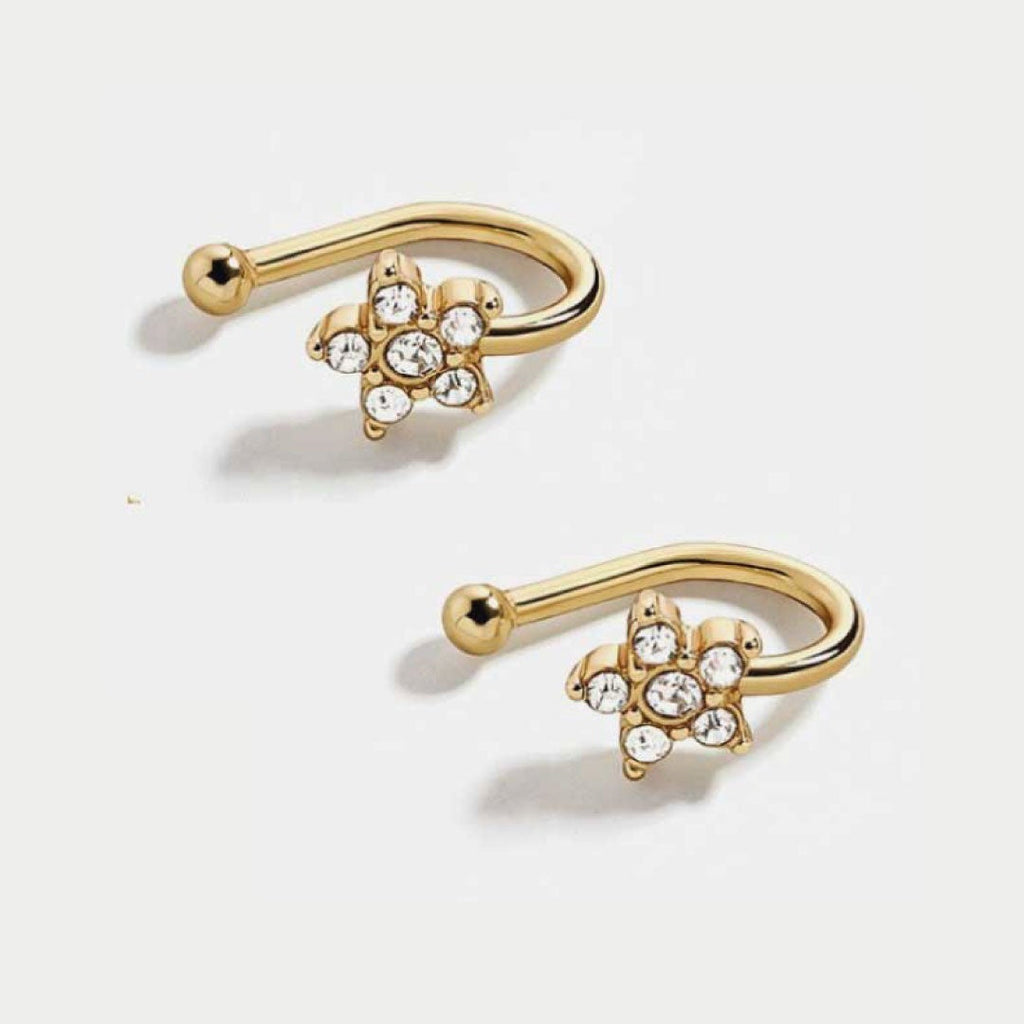 Ear Cuffs Flor con Brillantes · Set de 2