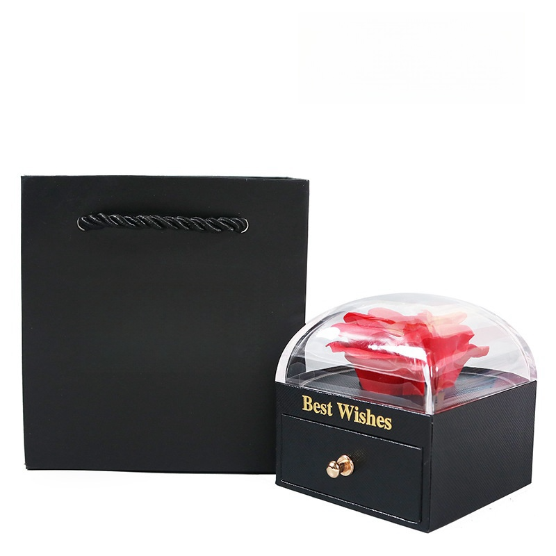 Caja de Regalo con Rosa para Joyas · Con Bolsa