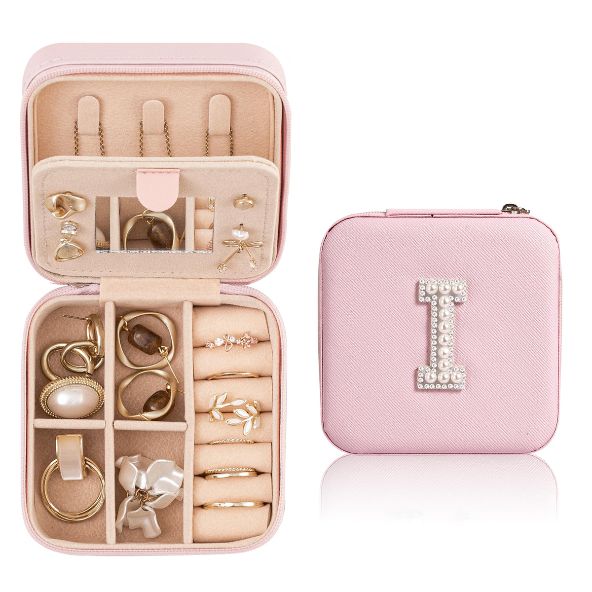 Estuche de Joyas de Viaje con Inicial · Cuero PU