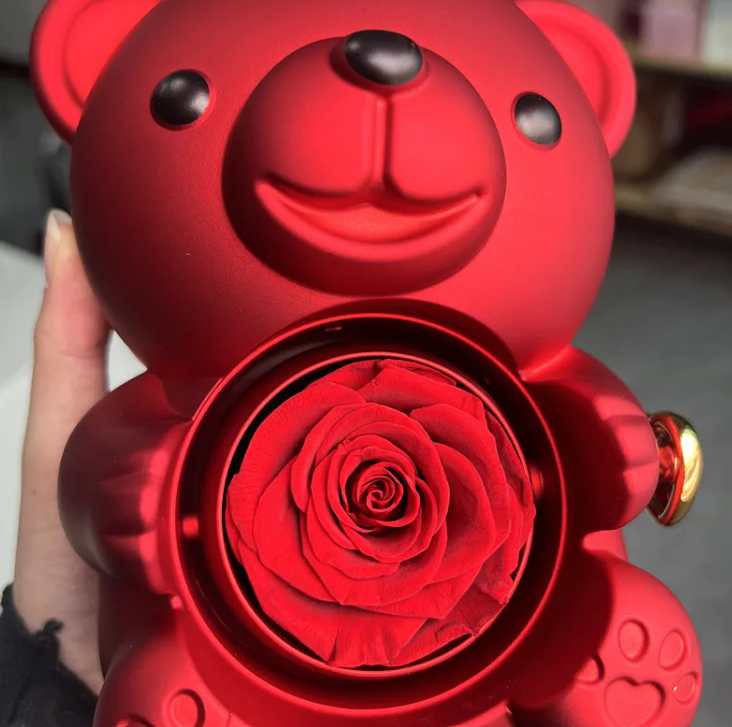 Joyero Giratorio con Osito y Rosas