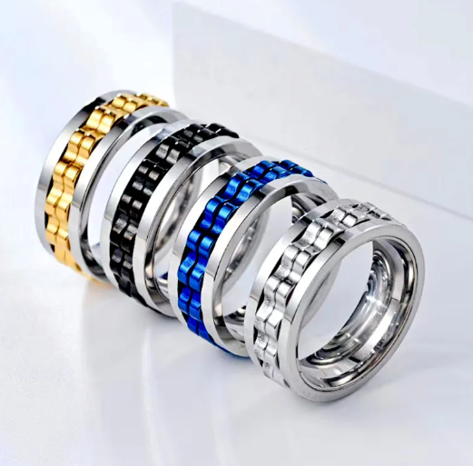 Anillo Giratorio de Titanio para Hombre · 5 Colores