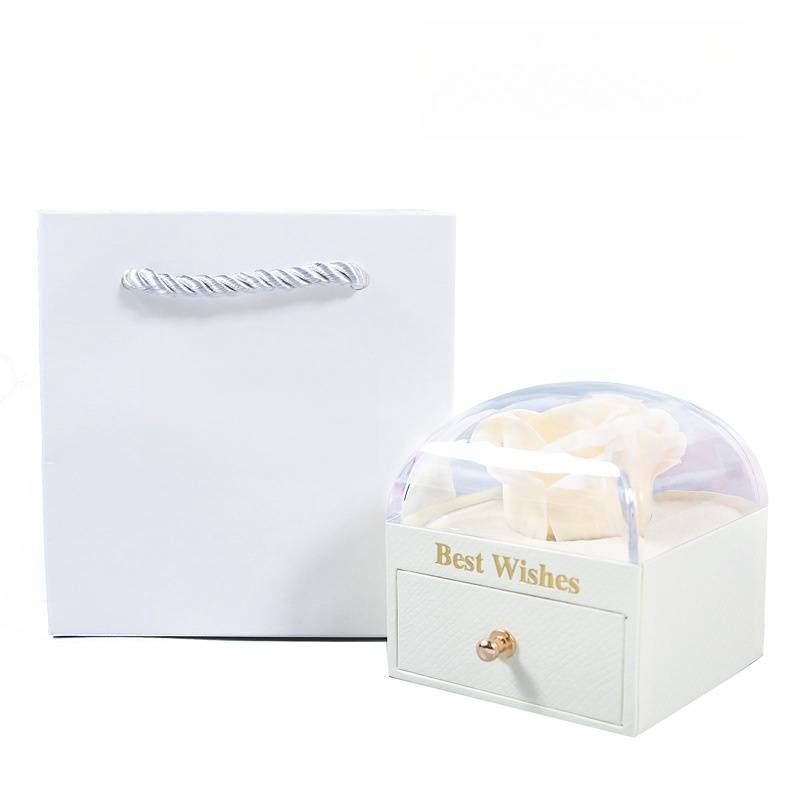 Caja de Regalo con Rosa para Joyas · Con Bolsa