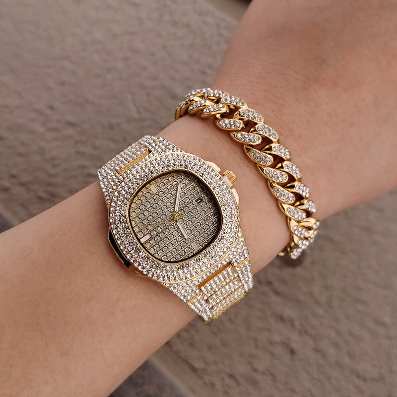 Conjunto Cadena Cubana · Collar, Pulsera y Reloj