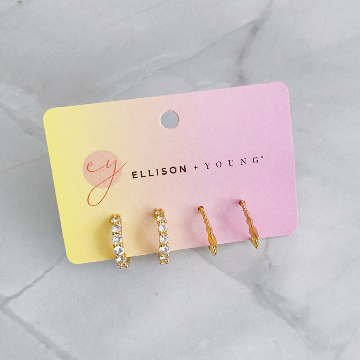 Set de Mini Aros · 2 Pares Brillo y Pinchos