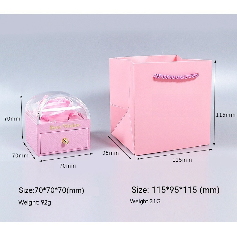 Caja de Regalo con Rosa para Joyas · Con Bolsa