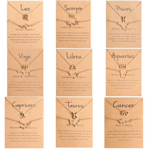 Conjunto del Zodíaco · Collar, Pulsera y Tarjeta
