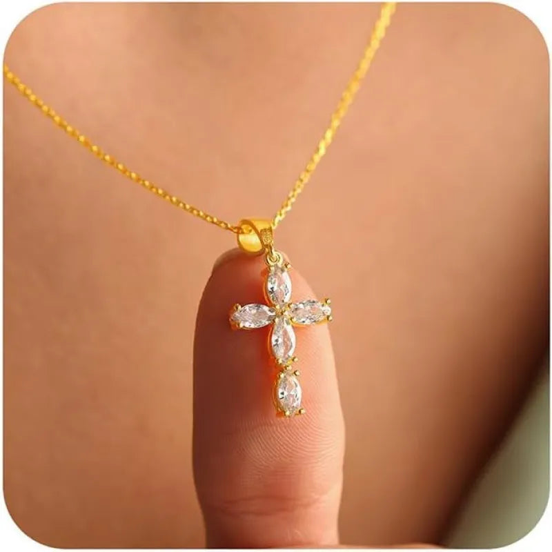 Collar Cruz Bañado en Oro con Circonitas · 4 Diseños