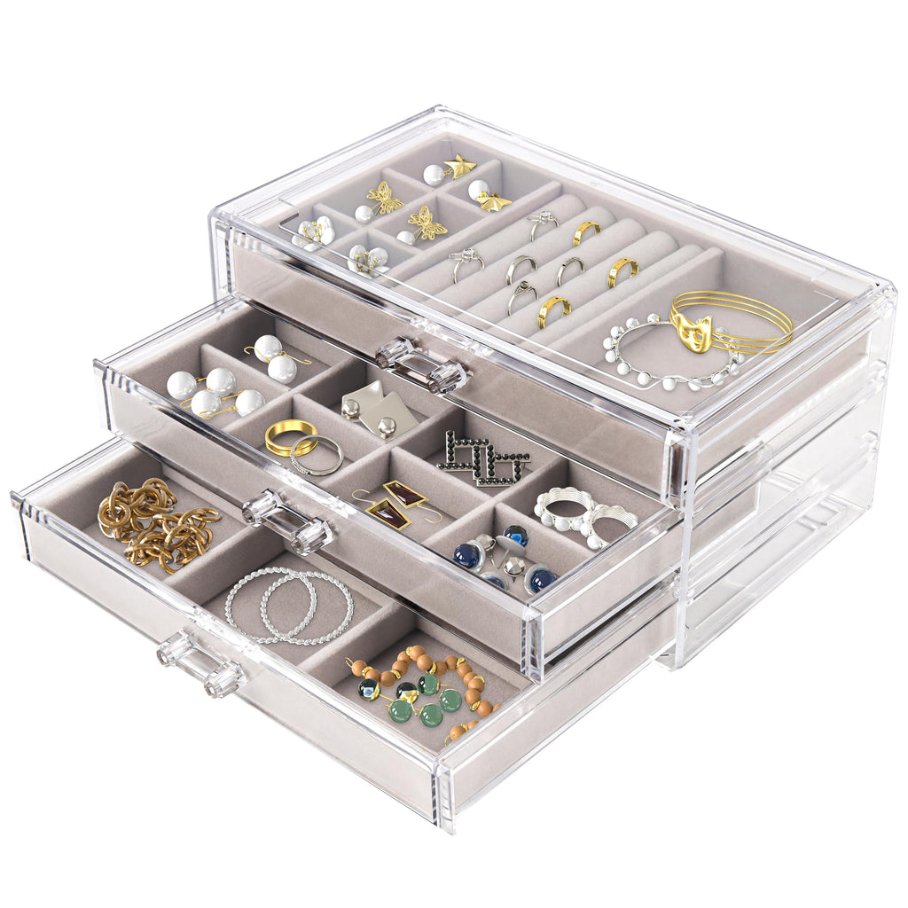 Organizador de Joyas Acrílico · 3 Cajones con Terciopelo