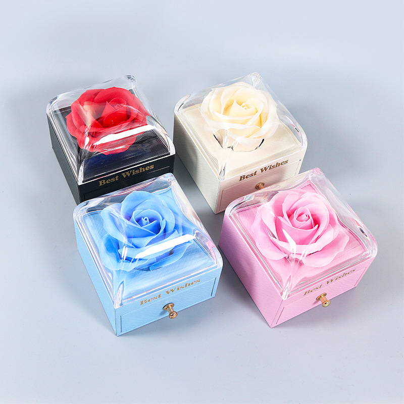 Caja de Regalo con Rosa para Joyas · Con Bolsa
