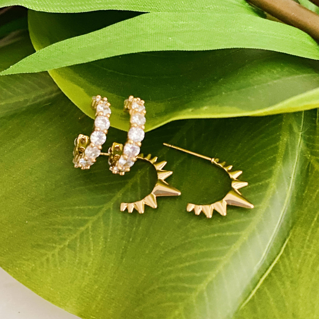 Set de Mini Aros · 2 Pares Brillo y Pinchos