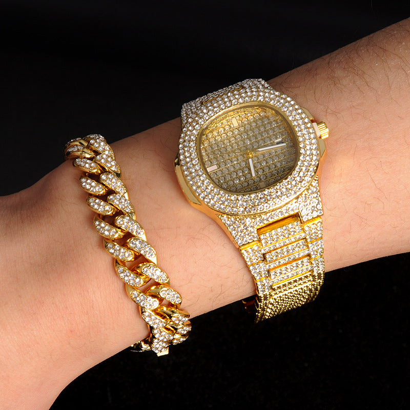 Conjunto Cadena Cubana · Collar, Pulsera y Reloj