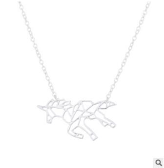 Collar Origami de Unicornio y Caballo · Acero Inoxidable