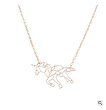 Collar Origami de Unicornio y Caballo · Acero Inoxidable