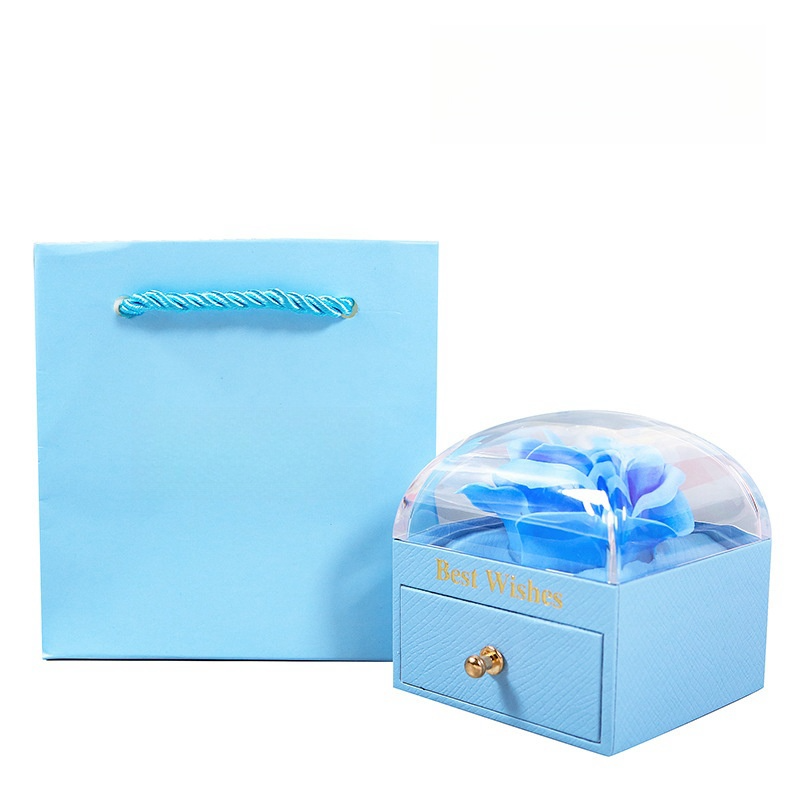 Caja de Regalo con Rosa para Joyas · Con Bolsa