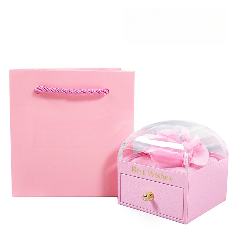 Caja de Regalo con Rosa para Joyas · Con Bolsa