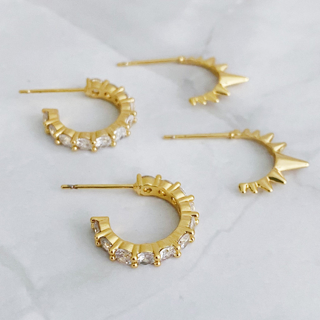 Set de Mini Aros · 2 Pares Brillo y Pinchos